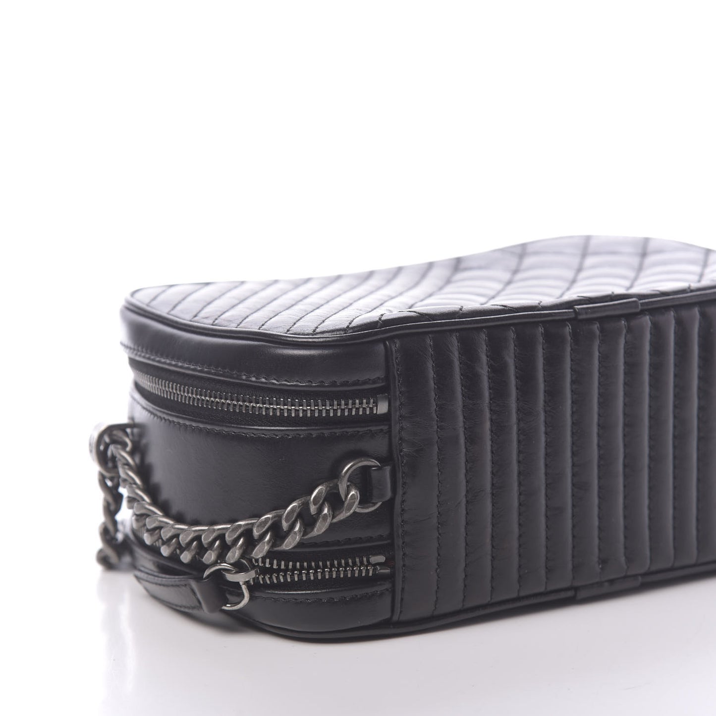Glazed Calfskin Small Coco Boy Camera Case Black