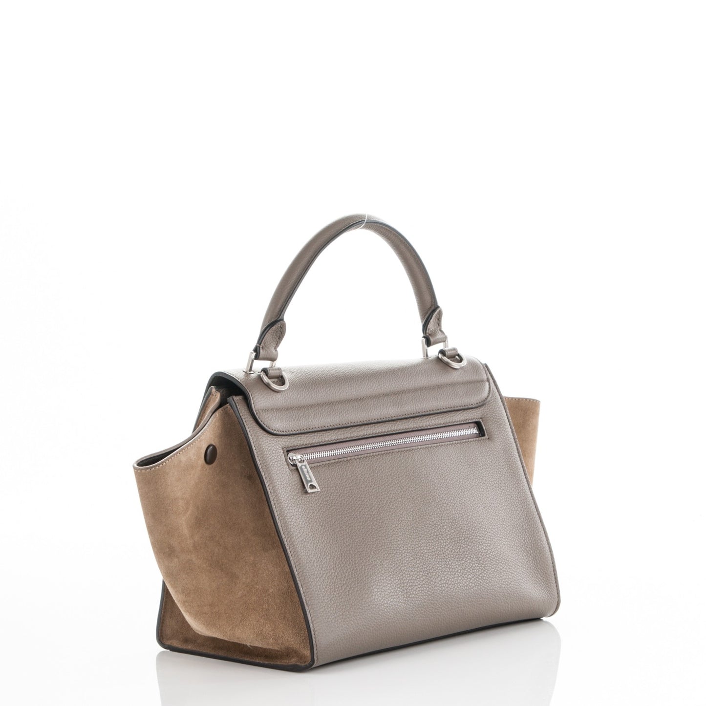 Drummed Calfskin Suede Small Trapeze Dune