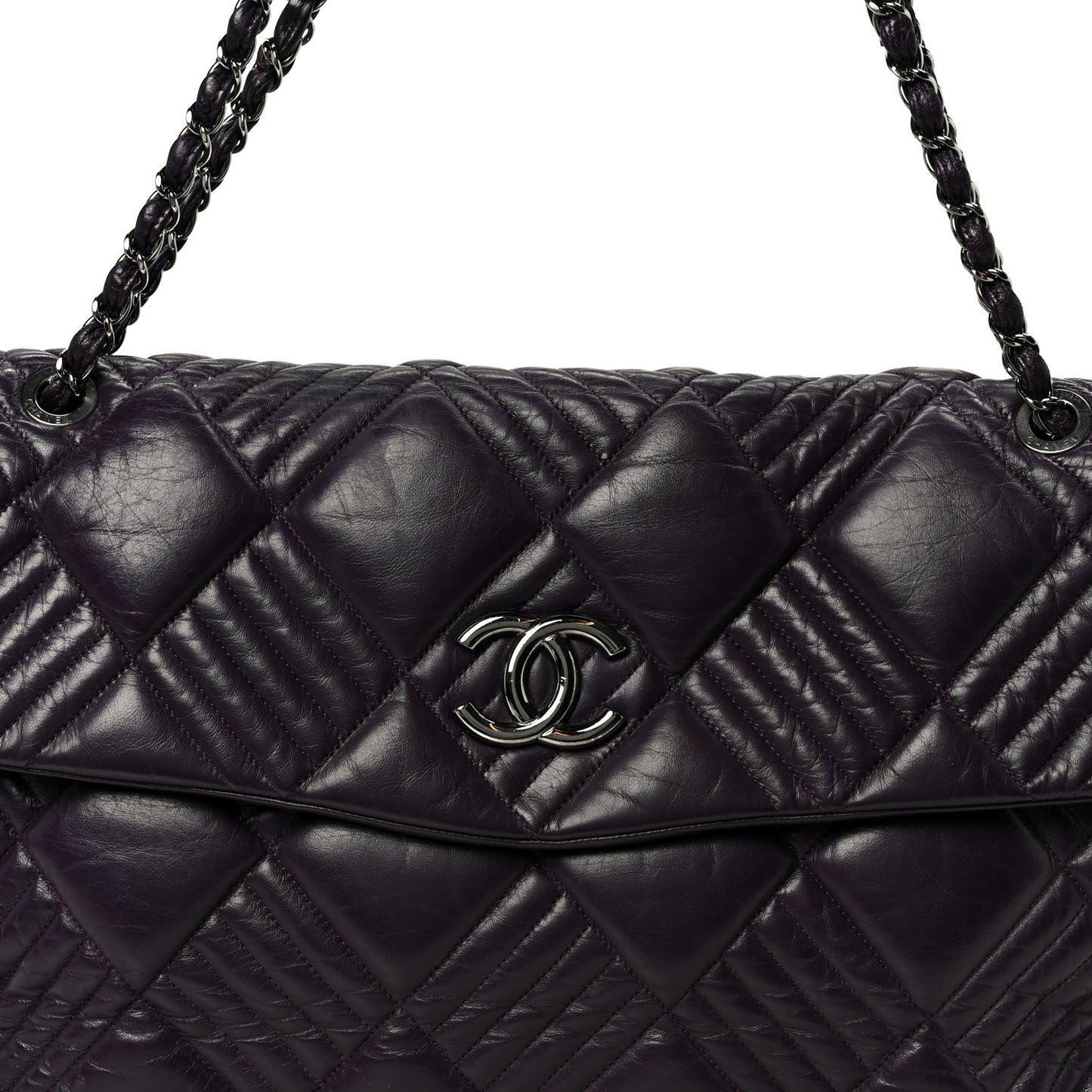 Lambskin In And Out XL Maxi Flap Dark Purple