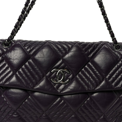 Chanel Lambskin In And Out XL Maxi Flap Dark Purple 9 of 11