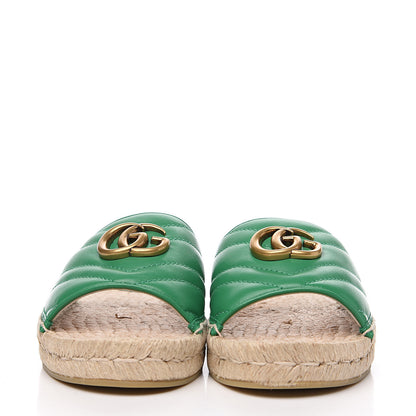 Gucci Nappa Matelasse GG Marmont Espadrille Slide Sandals 36 New Shamarock 2 of 9