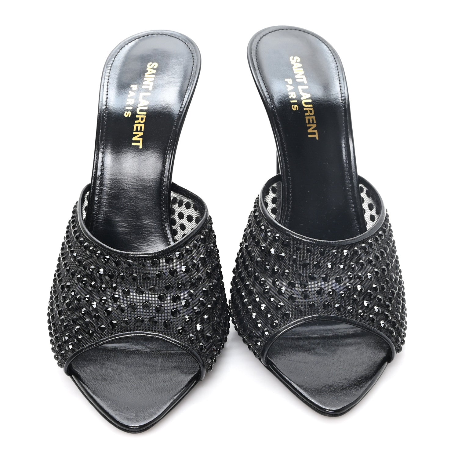 Saint Laurent Tulle Strass Gippy 110 Mule Sandals 38.5 Black 3 of 8