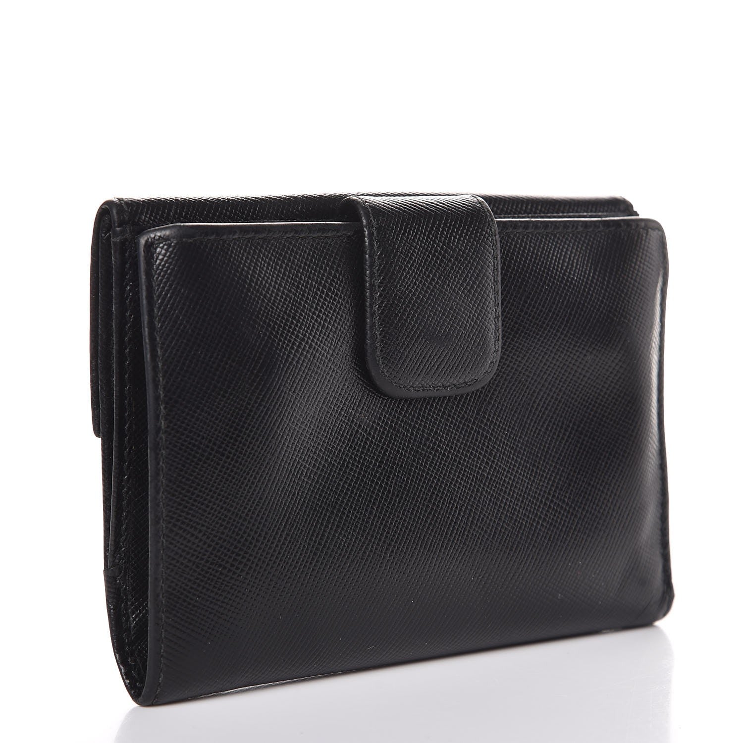Prada Saffiano Flap Compact Wallet Nero Black 3 of 9