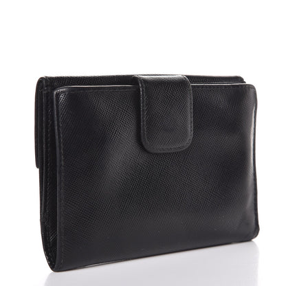 Prada Saffiano Flap Compact Wallet Nero Black 3 of 9