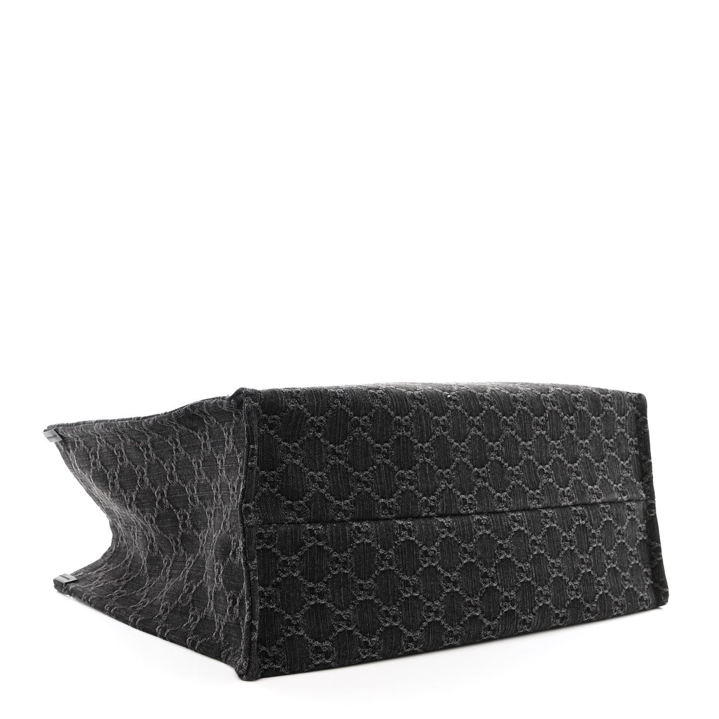 Denim Ophidia GG Monogram Large Tote Black Grey