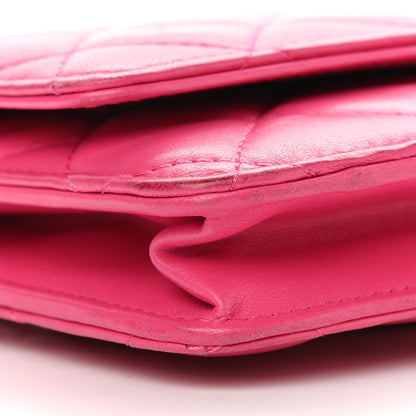 Chanel Lambskin Quilted Wallet On Chain WOC Dark Pink 8 of 12