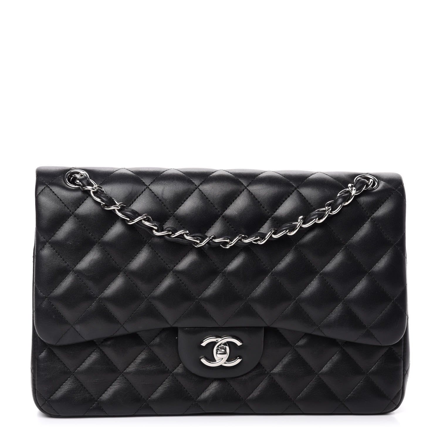 Chanel Lambskin Quilted Jumbo Double Flap Black 1 of 17