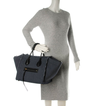 Celine Cotton Canvas Striped Medium Phantom Luggage Navy White 2 of 7