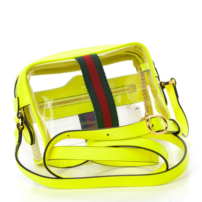 Gucci Vinyl Web Mini Ophidia Transparent Shoulder Bag Yellow Fluo 3 of 10