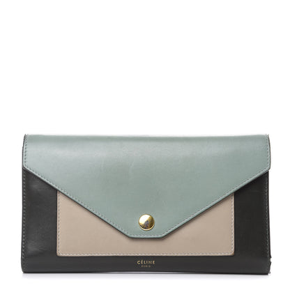 Celine Smooth Calfskin Pocket Tri-Fold Multifunction Envelope Flap Wallet Jade 1 of 15