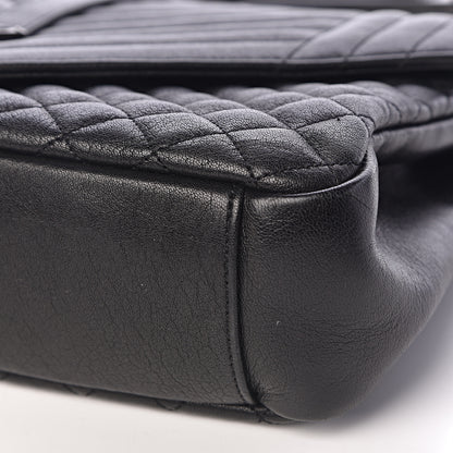 Saint Laurent Calfskin Mixed Matelasse Triquilt Large Monogram Satchel Black 9 of 10