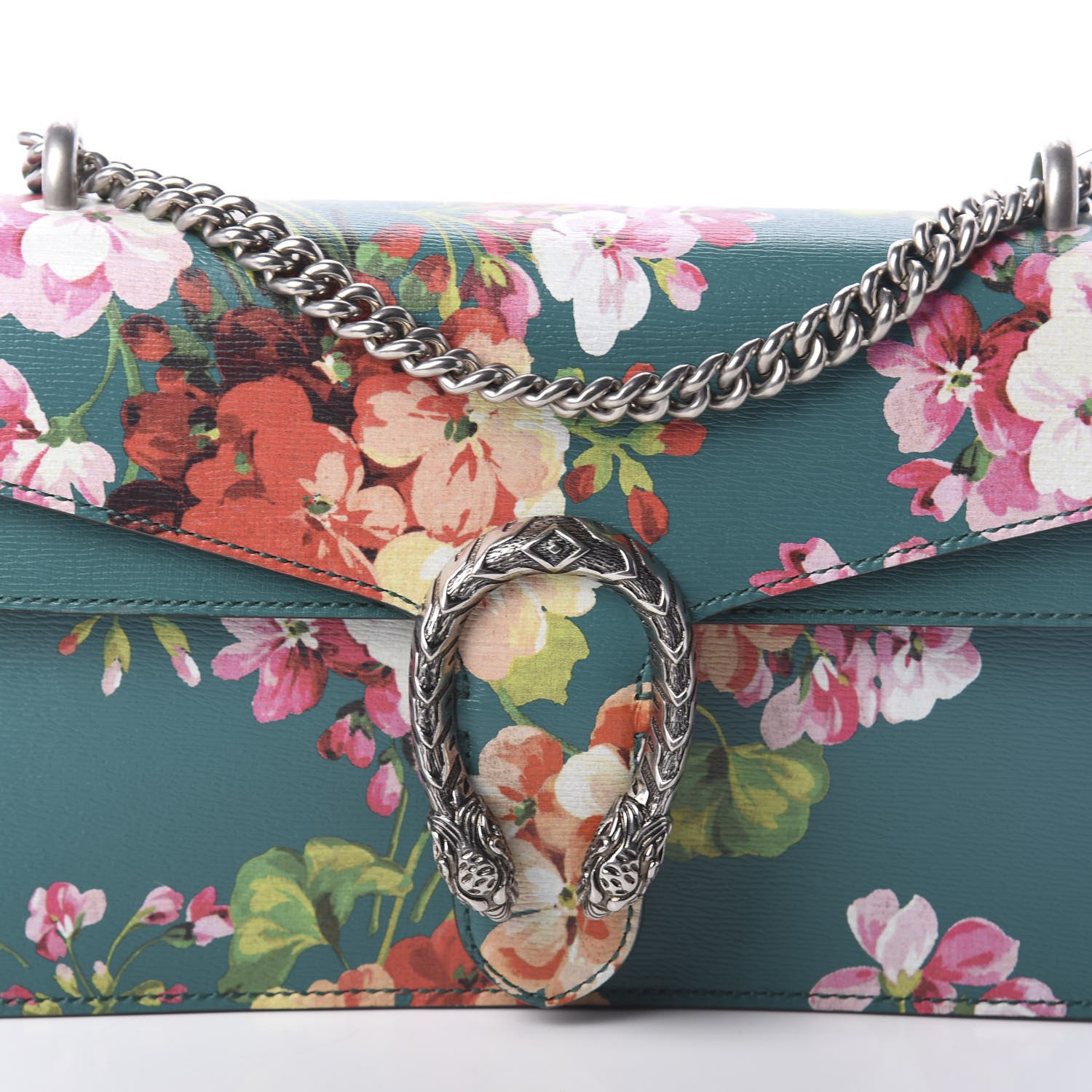 Gucci Calfskin Blooms Print Small Dionysus Shoulder Bag Bright Emerald Multicolor 7 of 9