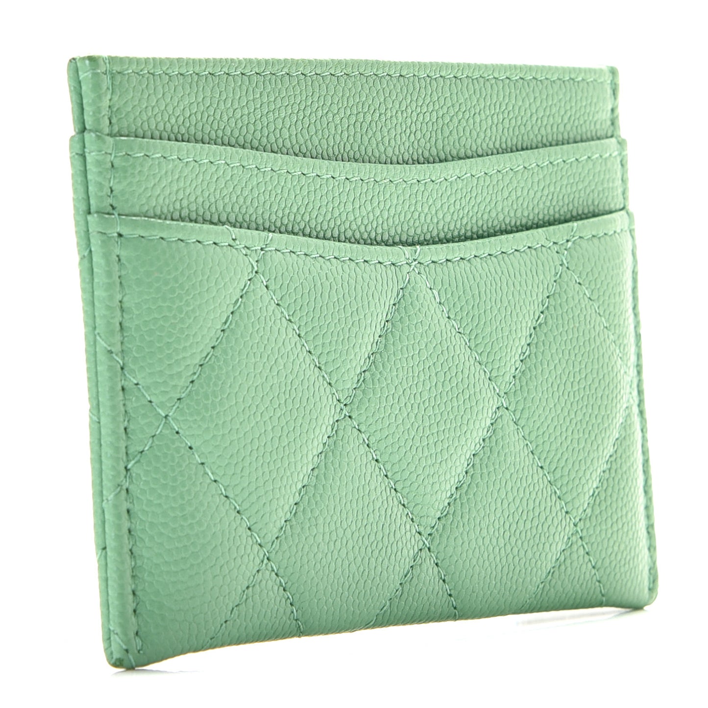 Caviar Quilted Card Holder Green