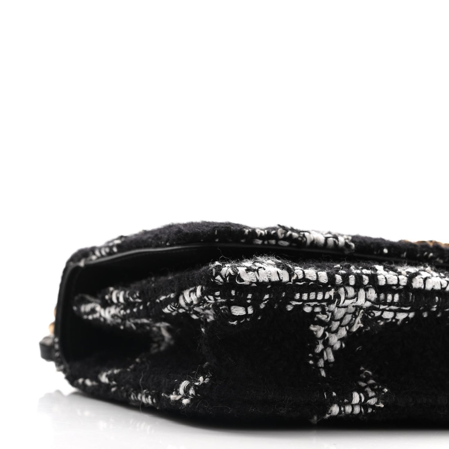 Tweed Quilted Chanel 19 Wallet On Chain WOC Black White