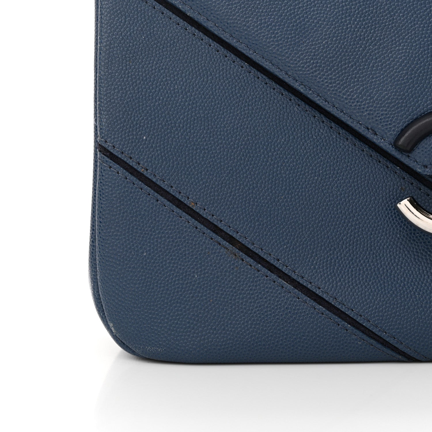Chanel Caviar Macro Chevron Single Flap Blue 14 of 18