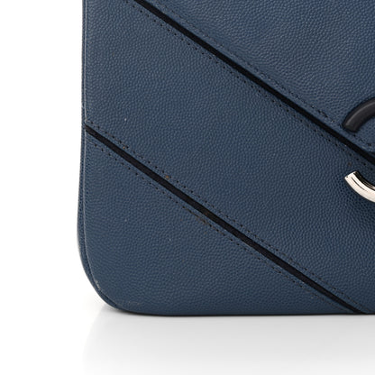 Chanel Caviar Macro Chevron Single Flap Blue 14 of 18