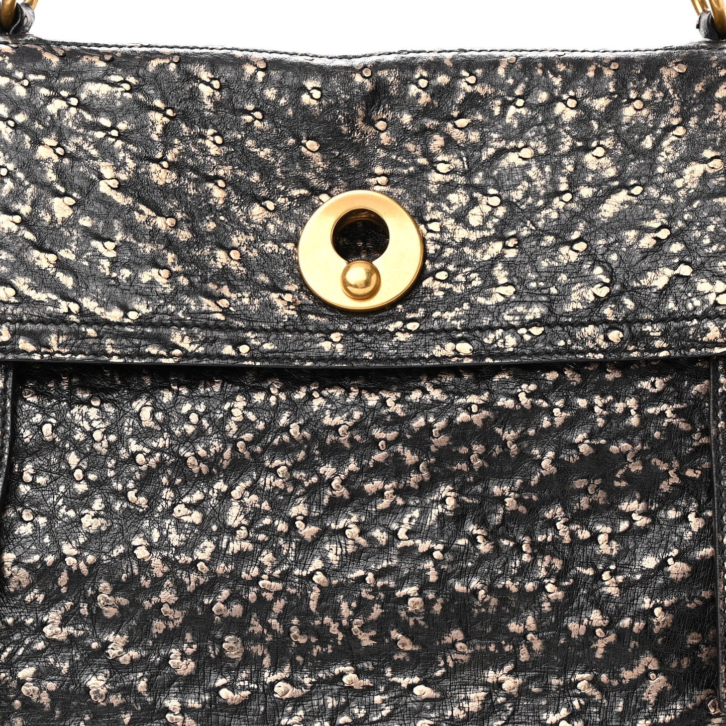 Ostrich Large Muse Two Black Gold