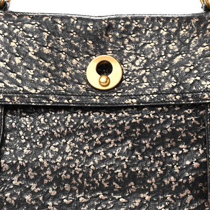 Saint Laurent Ostrich Large Muse Two Black Gold 9 of 11
