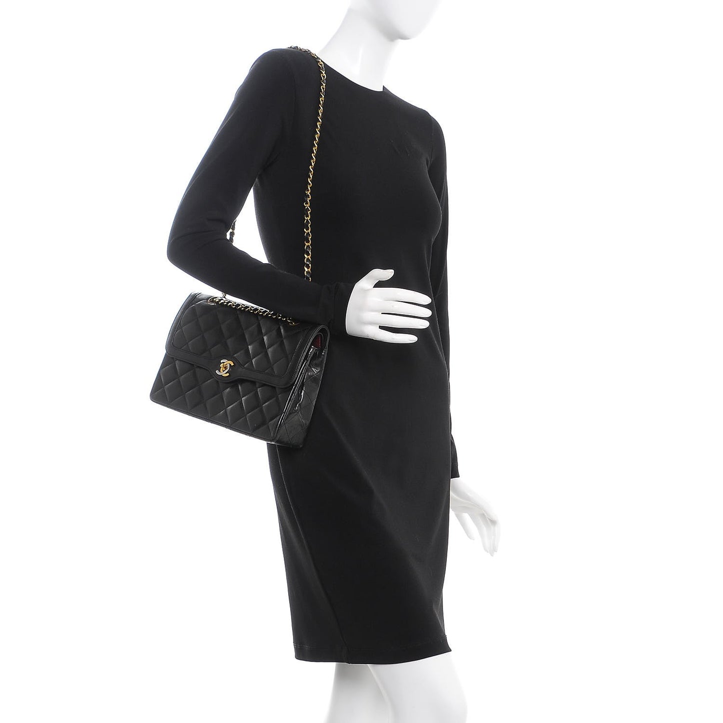 Lambskin Quilted Medium Double Flap Black