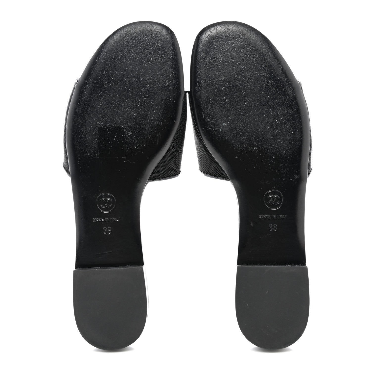 Chanel Mesh Patent Calfskin CC Mules 38 Black 5 of 10