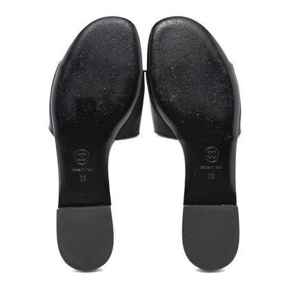 Chanel Mesh Patent Calfskin CC Mules 38 Black 5 of 10