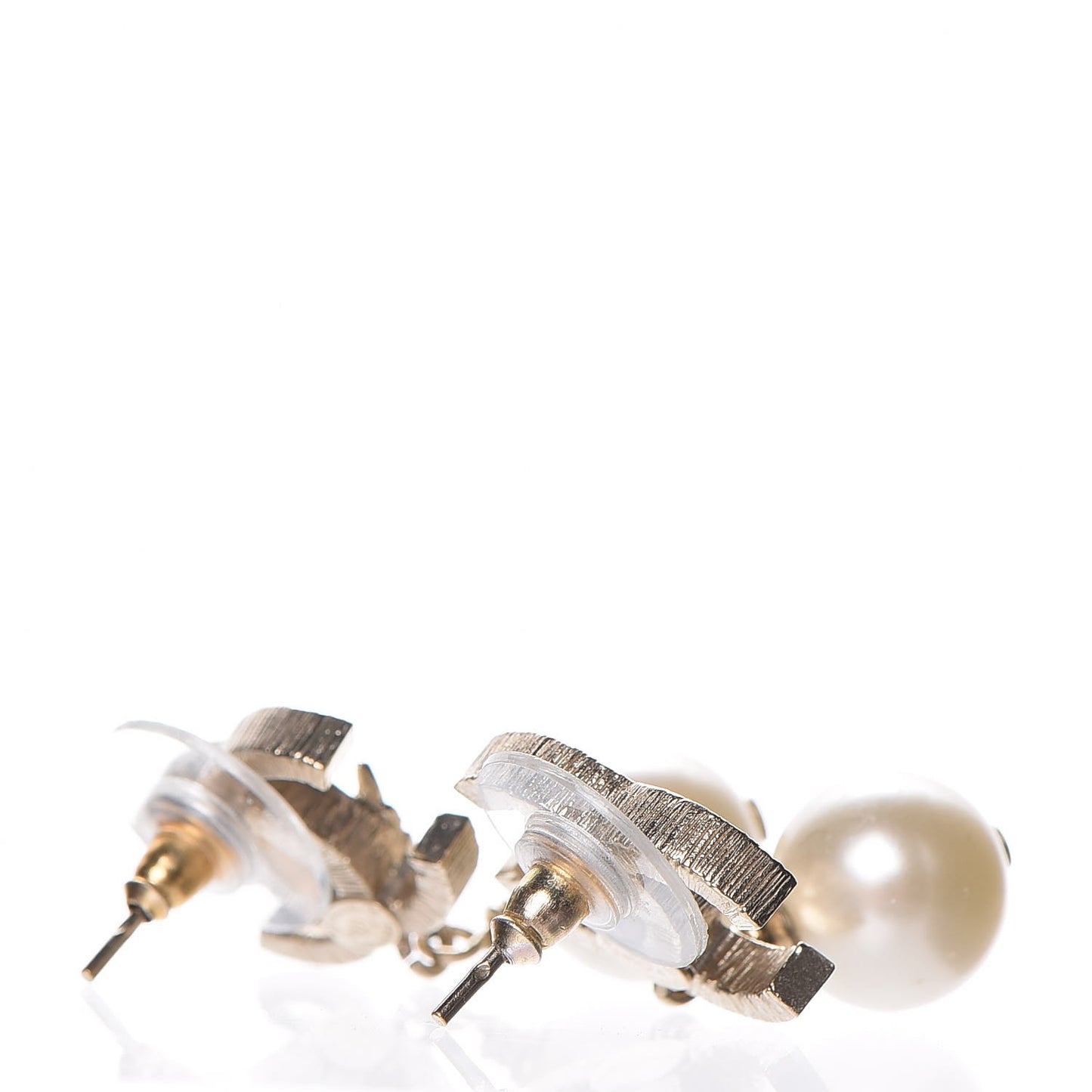 Crystal Pearl CC Drop Earrings Gold