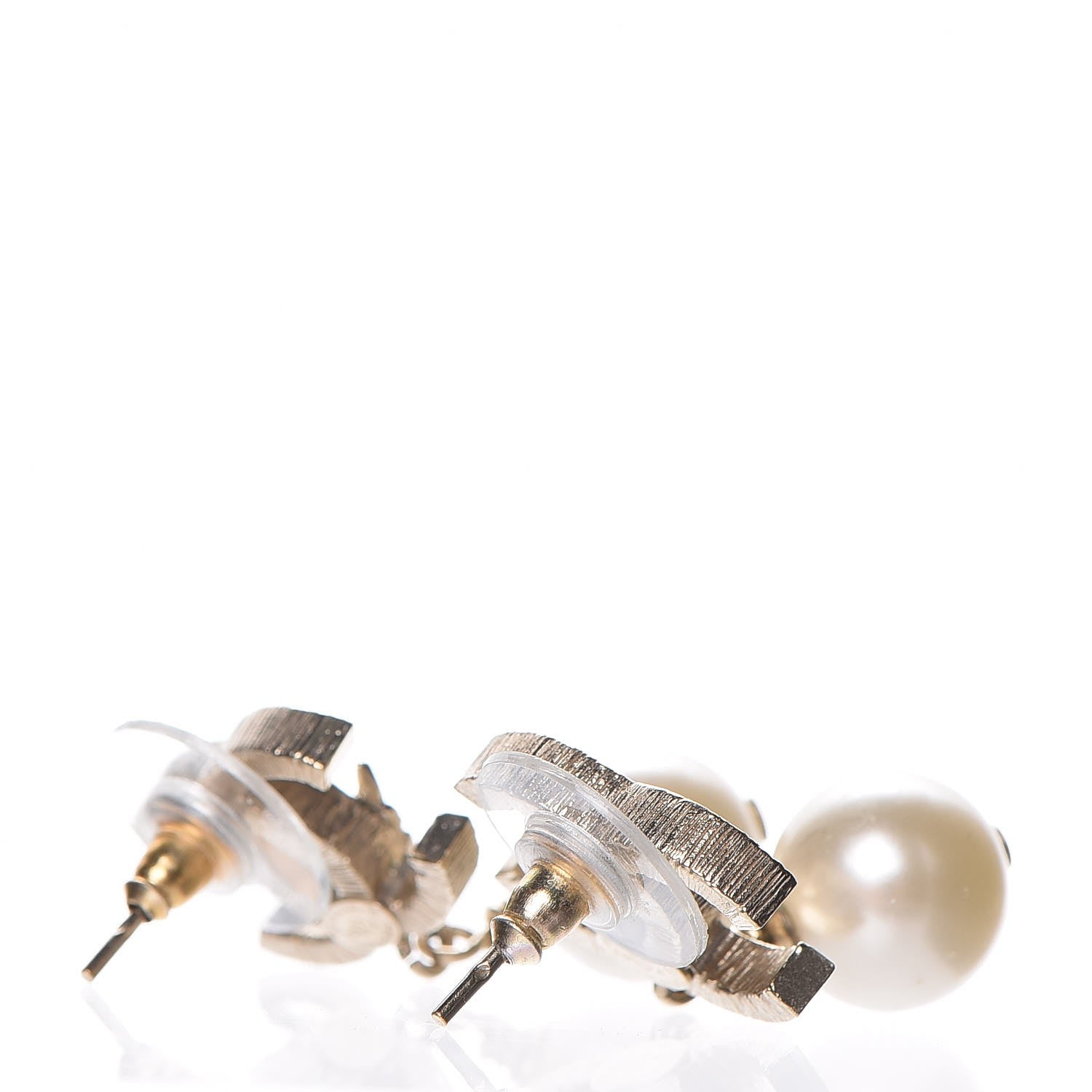 Chanel Crystal Pearl CC Drop Earrings Gold 4 of 5