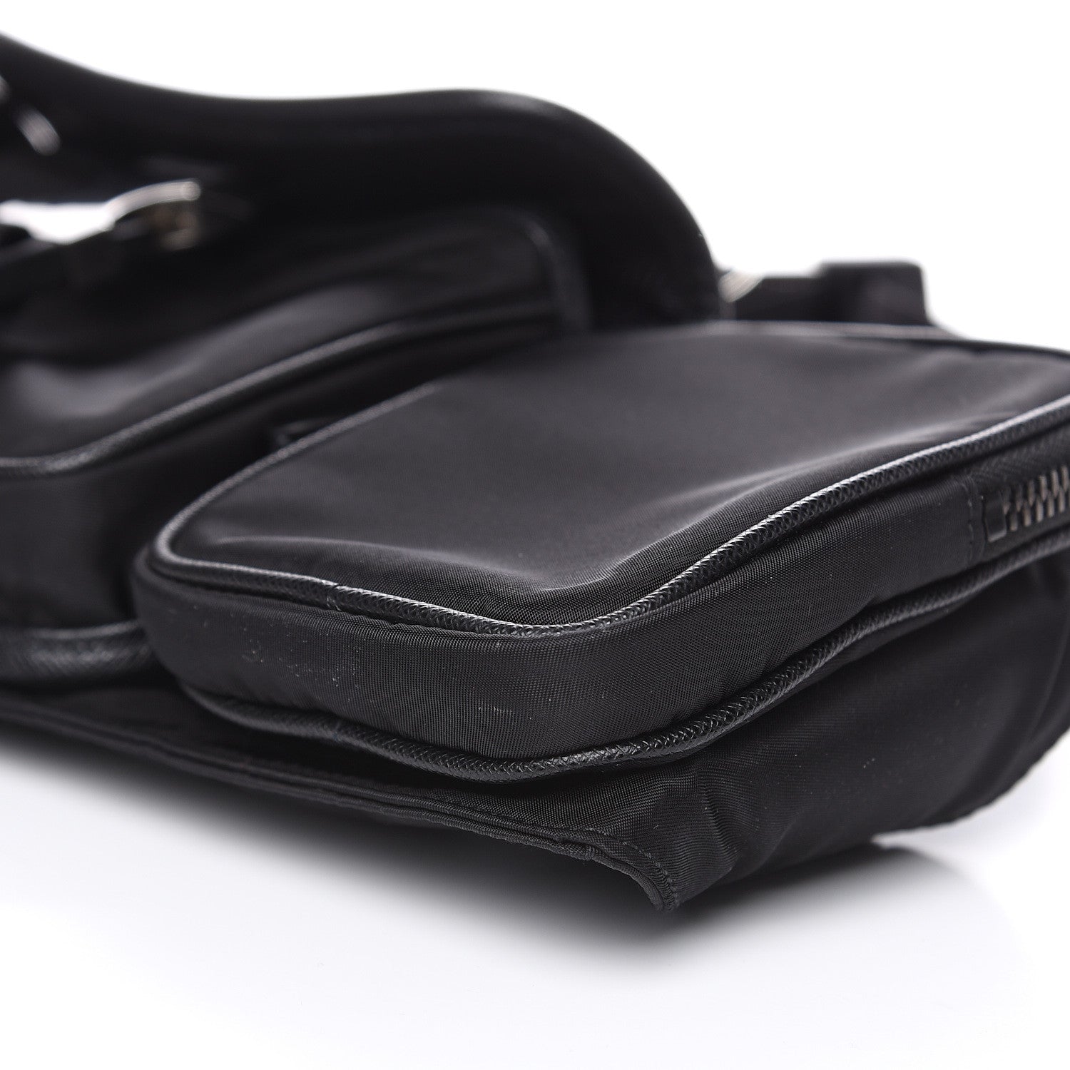 Prada Tessuto Nylon Saffiano Marsupio Triple Pocket Belt Bag Black 8 of 9