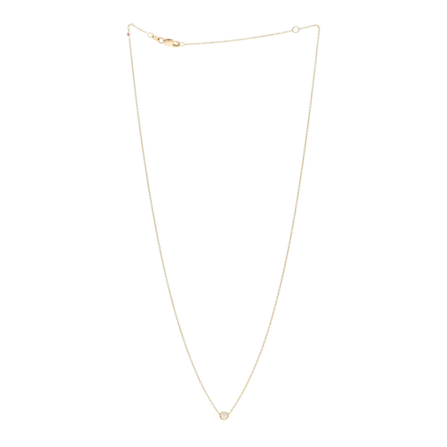 18K Yellow Gold Diamond .10ct Diamonds By The Inch Solitaire Necklace