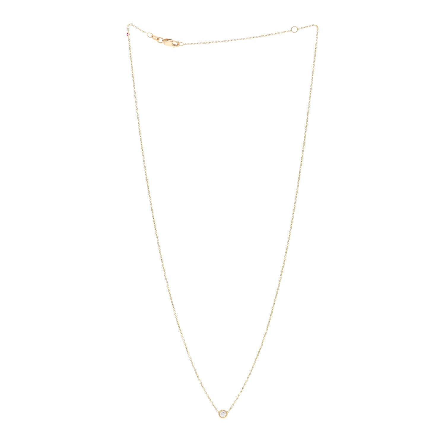 Roberto Coin 18K Yellow Gold Diamond .10ct Diamonds By The Inch Solitaire Necklace 3 of 4