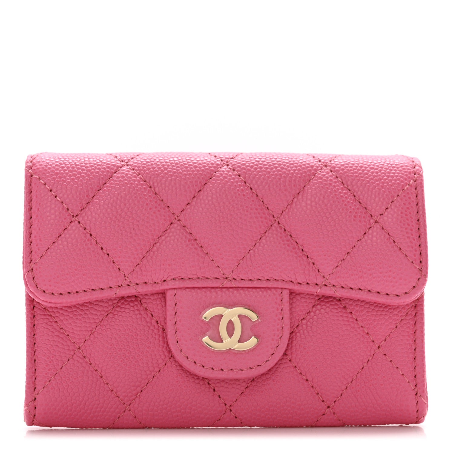 Chanel Caviar Quilted Flap Card Holder Wallet Pink 1 of 7