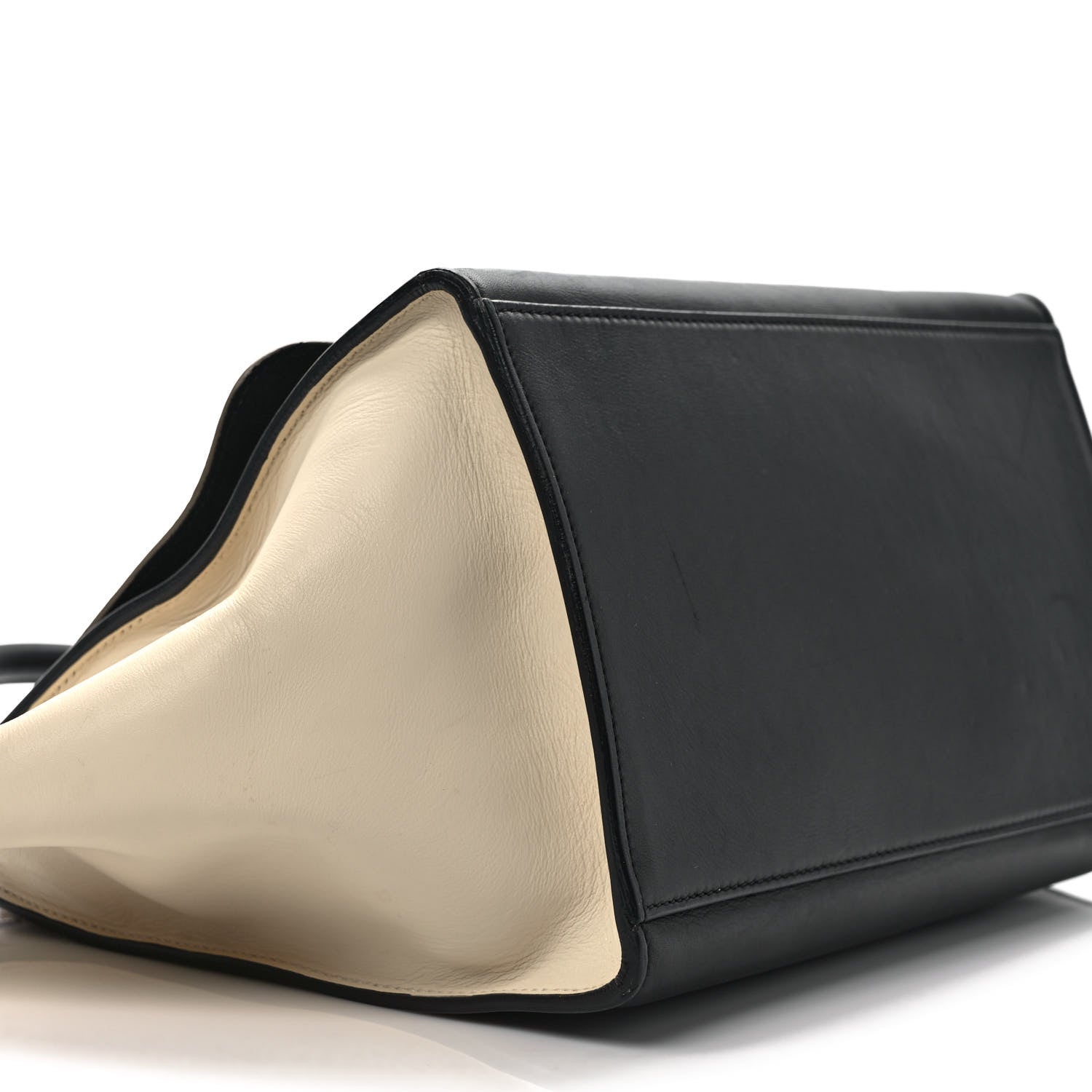 Celine Elephant Calfskin Medium Tri-Color Trapeze Black Beige 8 of 13
