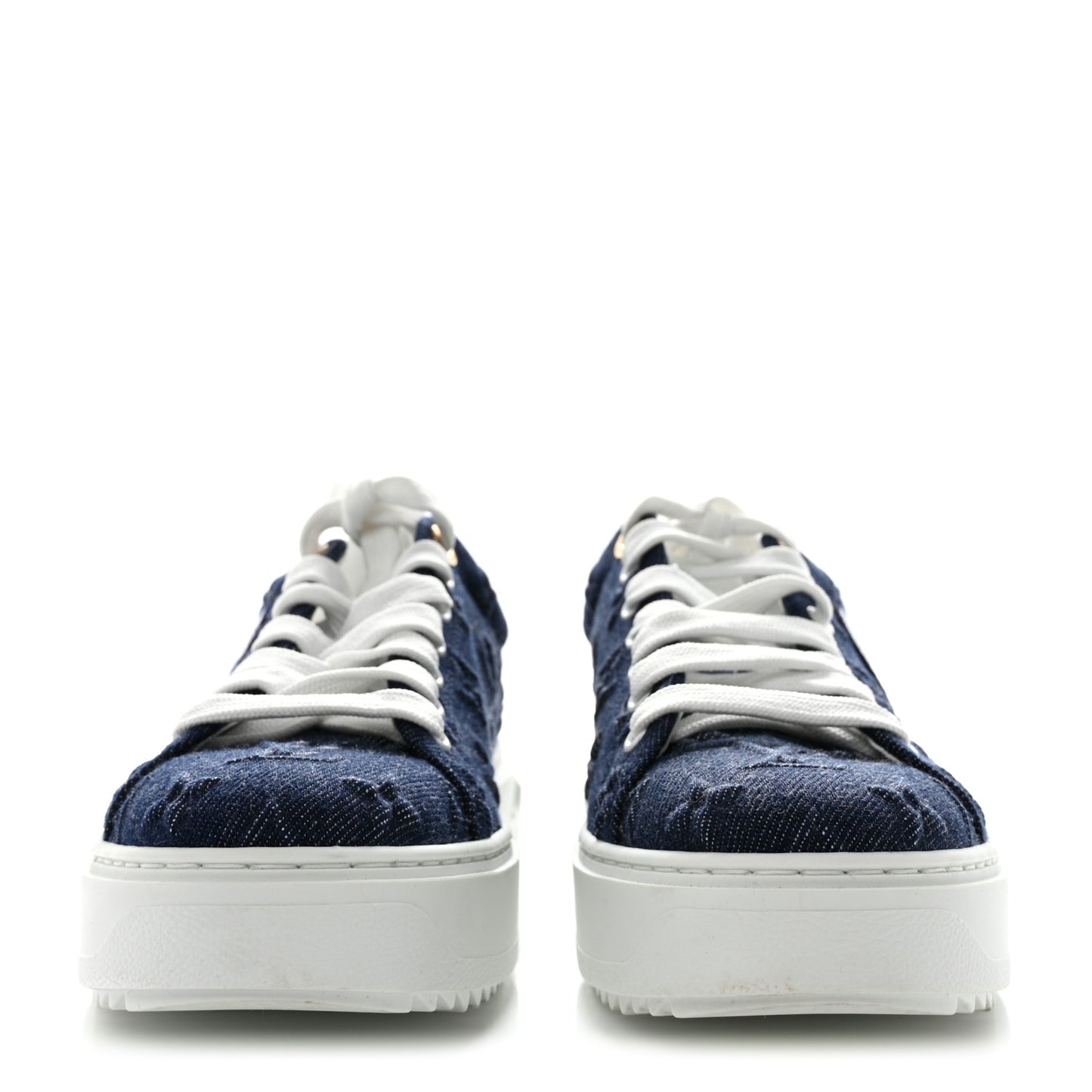 Denim Monogram Debossed Time Out Sneakers 37.5 Blue