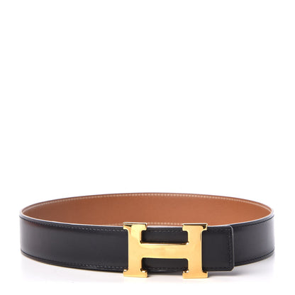Hermes Box Courchevel 32mm H Belt 85 Black Gold 1 of 8