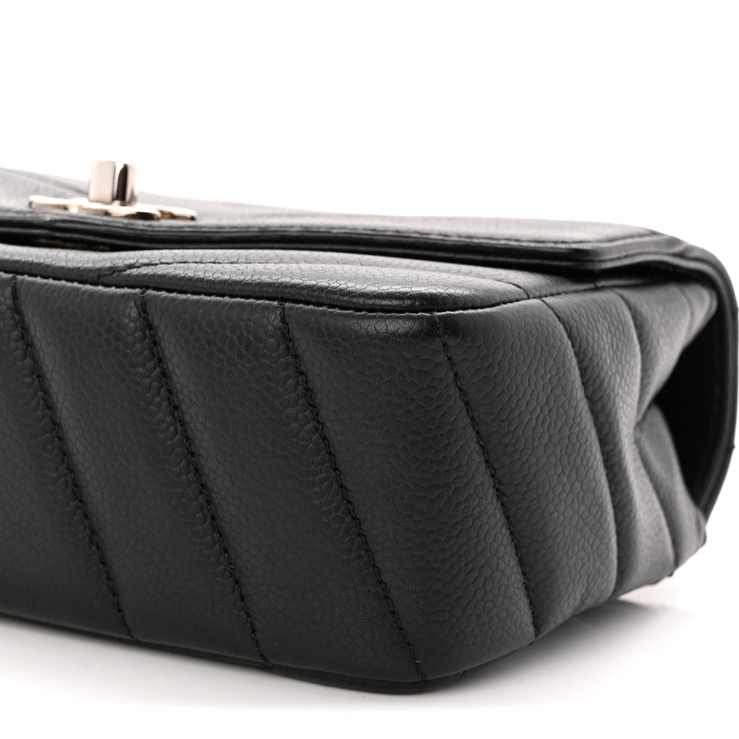 Caviar Chevron Quilted Small Single Flap Black