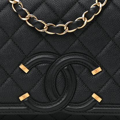 Chanel Caviar Quilted Medium CC Filigree Flap Black 8 of 11