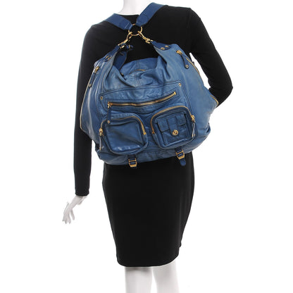 Gucci Lambskin Large Darwin Convertible Backpack Blue 2 of 9