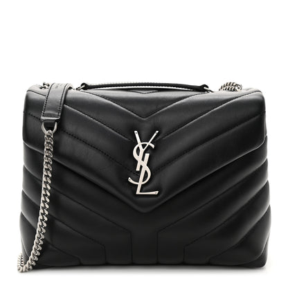 Saint Laurent Calfskin Y Quilted Monogram Small Loulou Chain Satchel Black 1 of 7