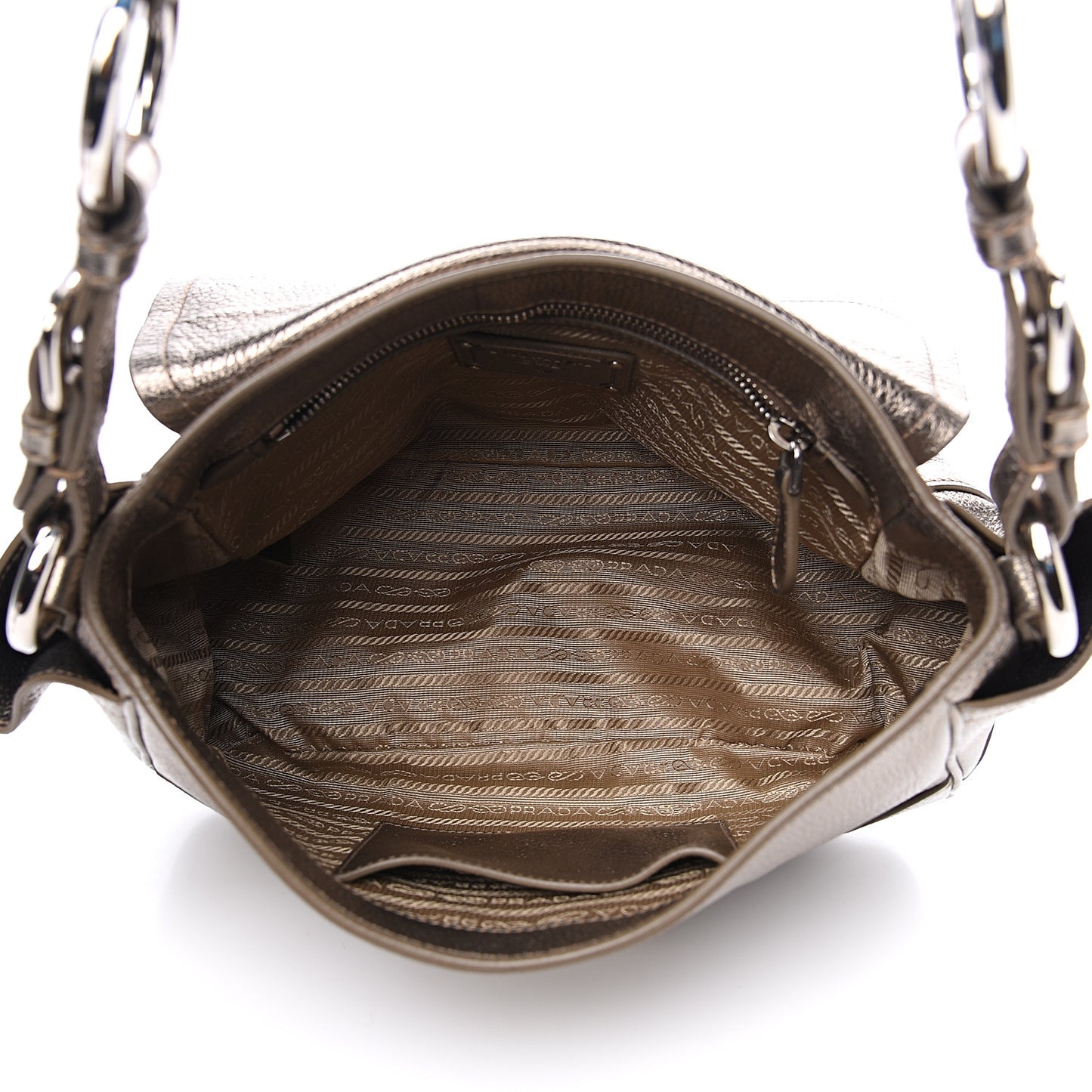 Metallic Vitello Daino Pushlock Flap Shoulder Bag Gold