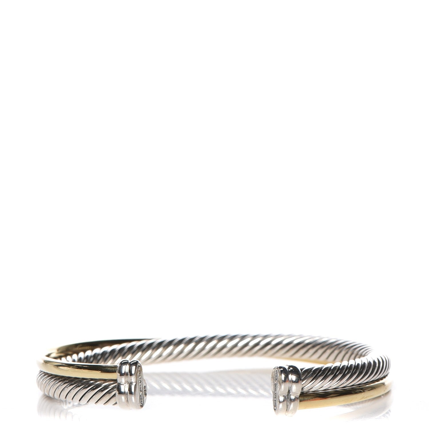 David Yurman Sterling Silver 18K Yellow Plated Gold 5mm Crossover Cuff 1 of 5