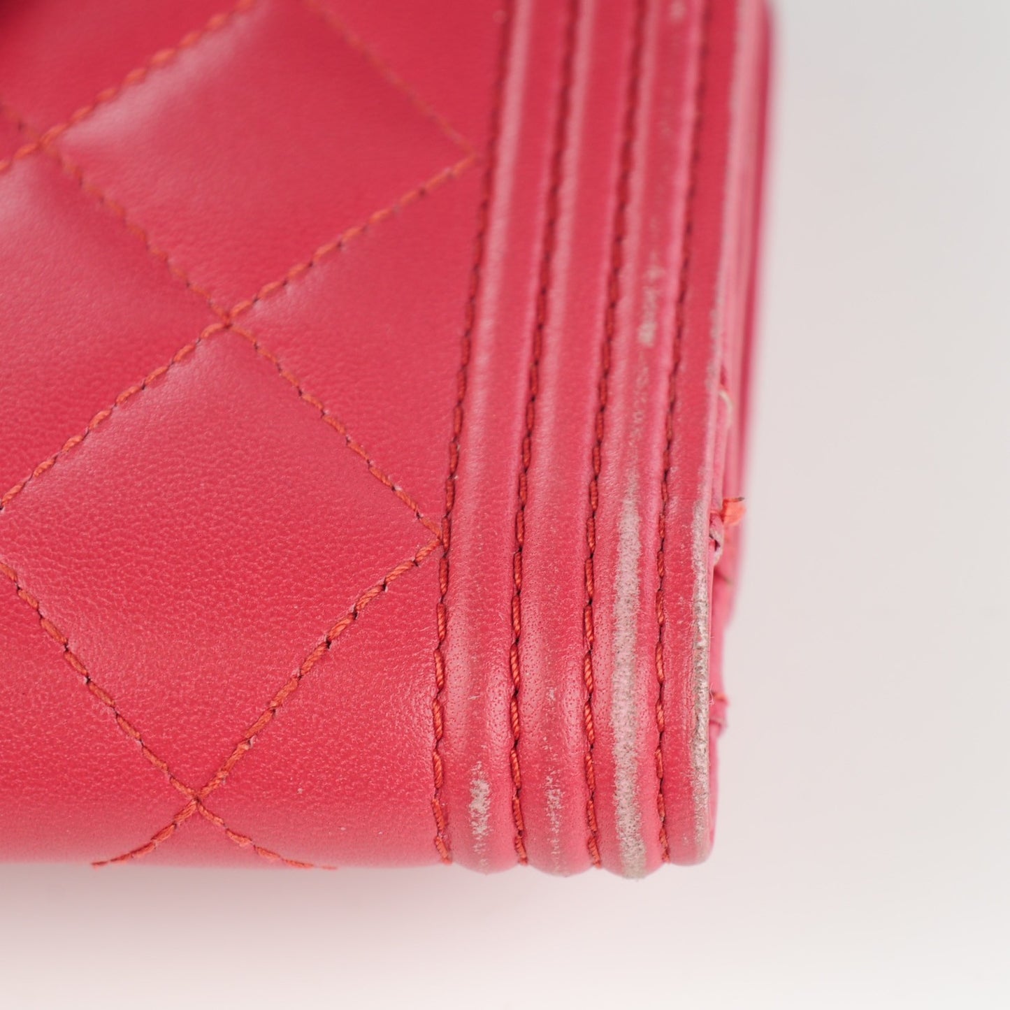 Lambskin Quilted Boy Large Zip Pocket Wallet Pink