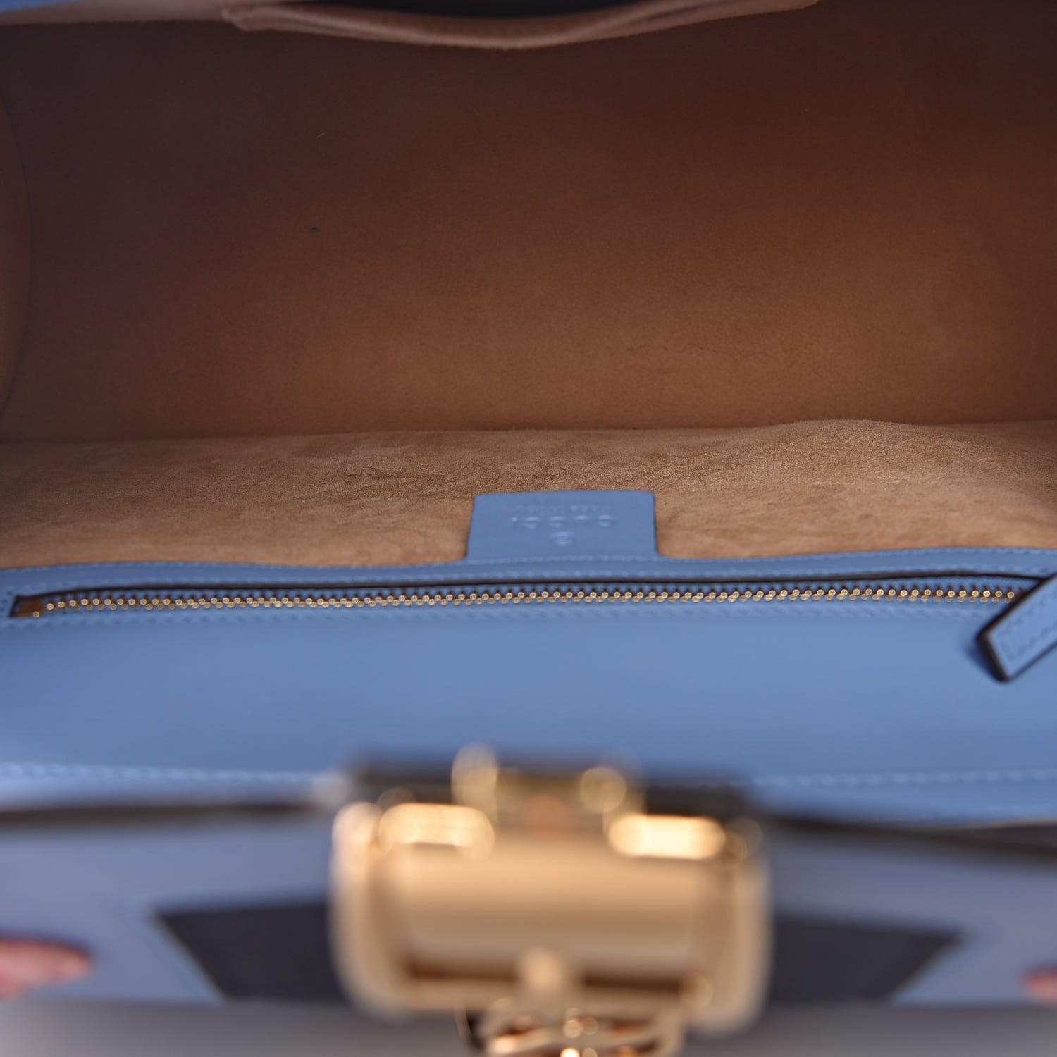 Gucci Calfskin Embroidered Medium Sylvie Top Handle Bag Clear Sky Blue 5 of 12