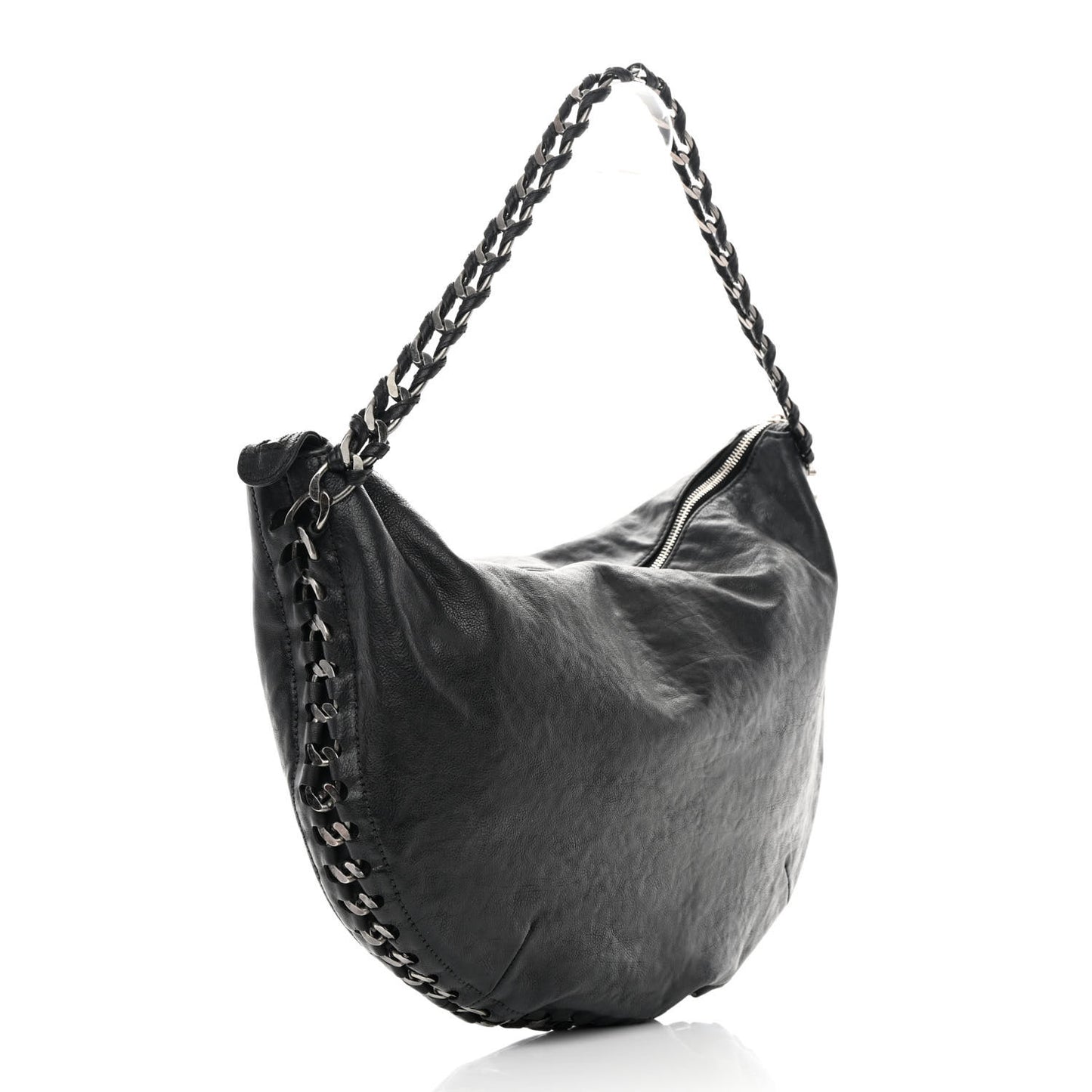 Calfskin Modern Chain Hobo Black