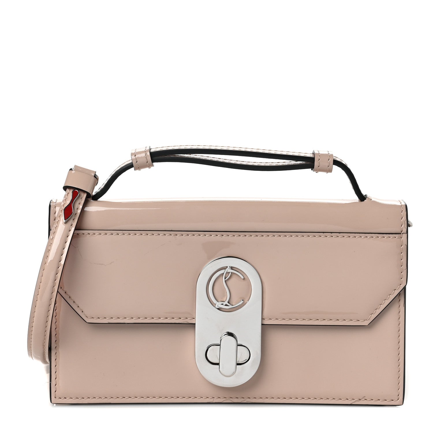 Christian Louboutin Patent Calfskin Mini Elisa Baguette Nougat 1 of 6
