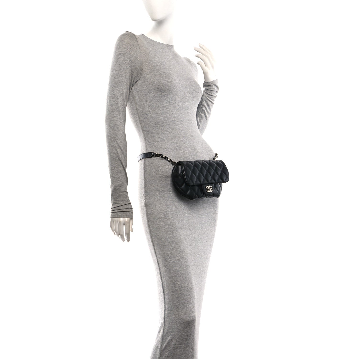 Chanel Calfskin Quilted CC Uniform Flap Belt Bag Black 2 of 10