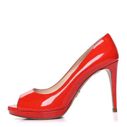 Prada Vernice Peep Toe 95mm Pumps 39 Lacca 1 of 10