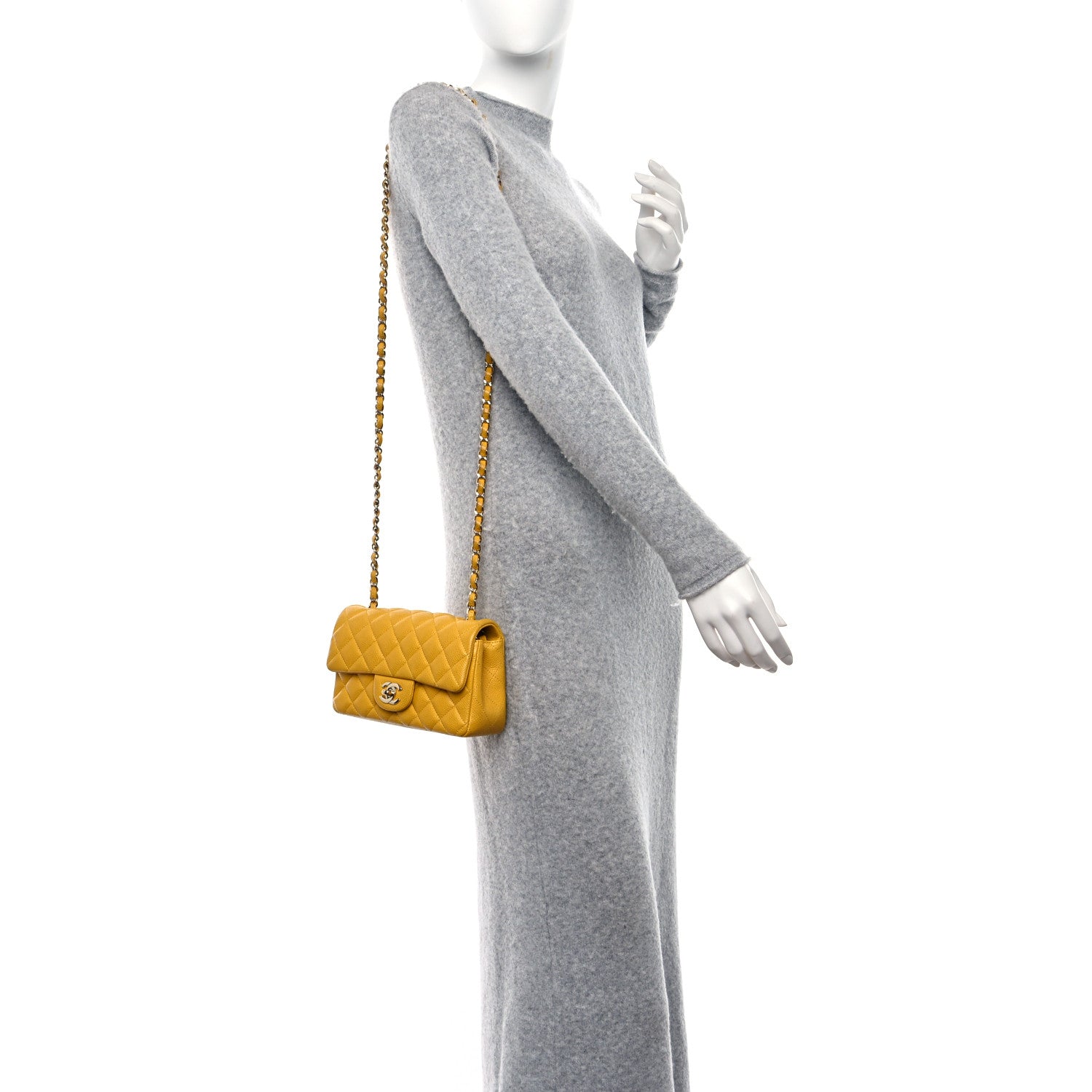 Chanel Caviar Quilted Mini Rectangular Flap Yellow 2 of 12
