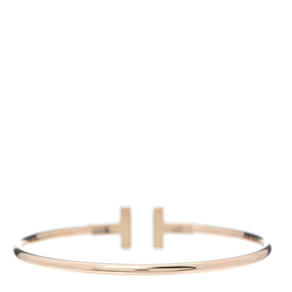 Tiffany 18K Rose Gold Diamond T Wire Bracelet 3 of 5