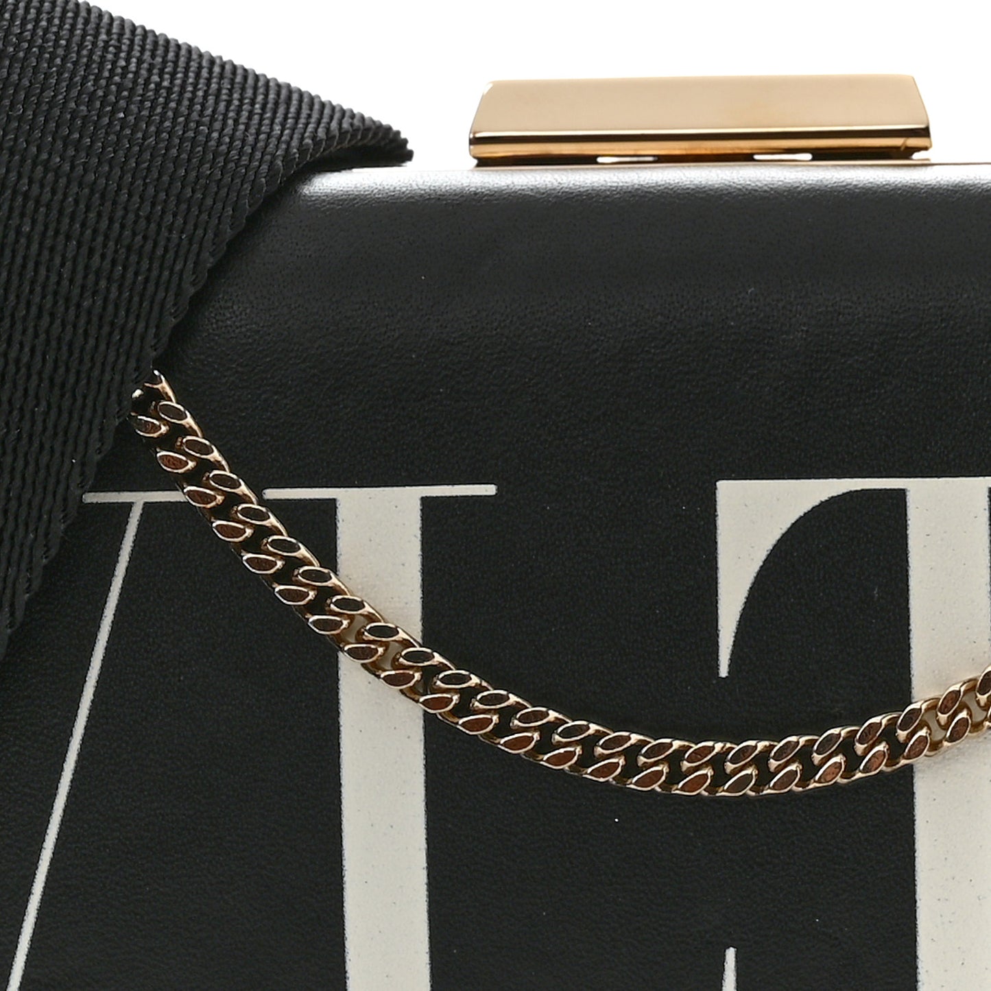 Calfskin VLTN Minaudiere Chain Clutch Black
