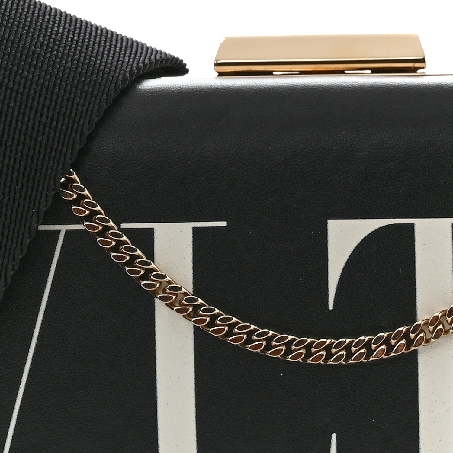 Valentino Garavani Calfskin VLTN Minaudiere Chain Clutch Black 7 of 11